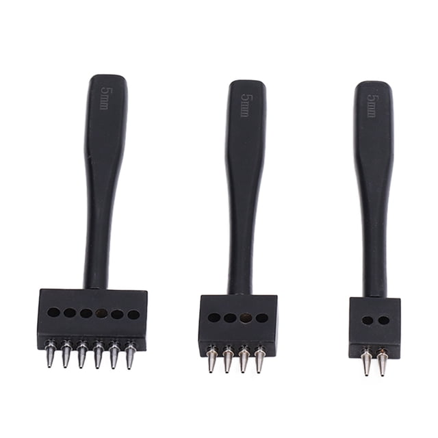 Fugacal DIY Leather Row Punch Tool,3Pcs Prong Punch Tool Set Fast Punching Various Sizes High Strength Professional Design DIY Leather Row Punch Tool,Leather Black Row Punch Set