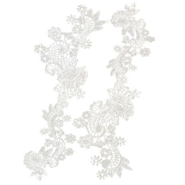 2x 1 Par de Adornos de Encaje con Florales de para , Apliques Artesanales de DIY Hugo Apliques de encaje floral
