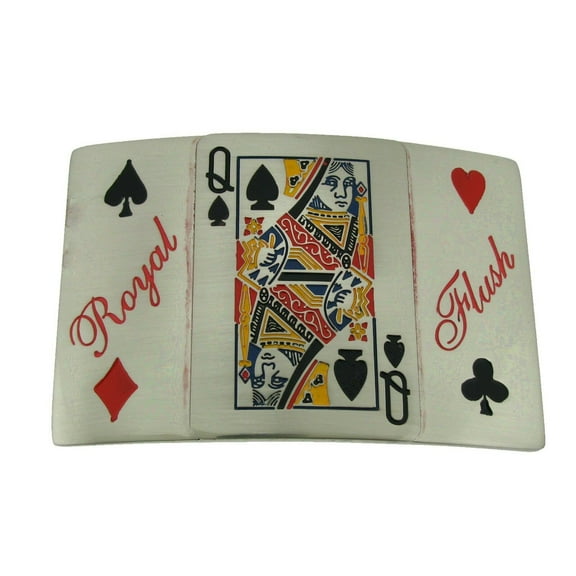 Royal Flush Queen Belt Buckle Silver Metal Las Vegas US Atantic City Fashion New Style