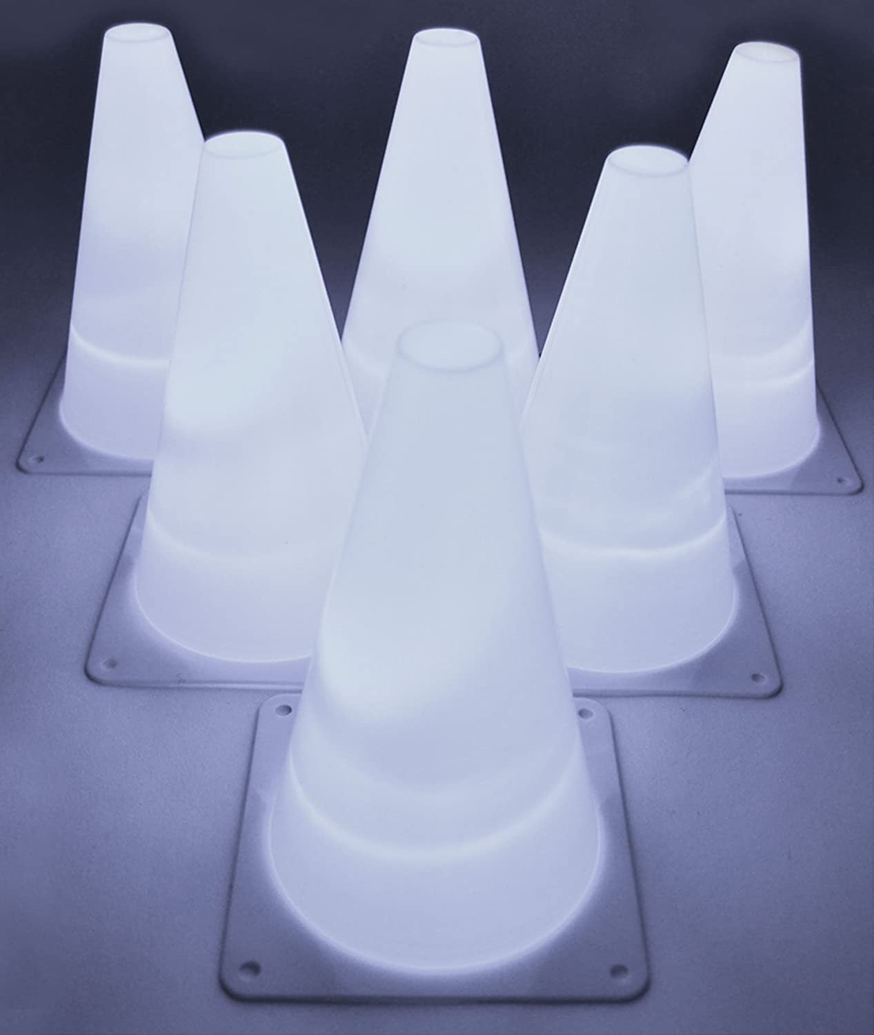 Batteries Included Athletics and Glow-in-The-Dark Practice for Basketball GlowCity Light-Up Soccer Training Cones 6 Pack 6 x 7-inch Super-Bright LED Agility Drill Cones