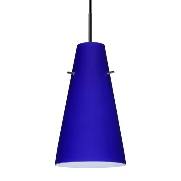1JT-4124CM-LED-BK Besa Lighting Cierro-One Light Cord Pendant with Flat Canopy-5.38 Inches Wide by 9.38 Inches High-Black Finish-Cobalt Blue Matte