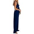 thumbnail image 2 of KOMOO Plus Size Halterneck Jumpsuit Women Solid Color Hollow out Backless Wide Leg Romper, 2 of 4