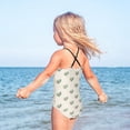 thumbnail image 5 of Girls' One-piece Swimsuit Cross Back Bathing Suit Beach Surfing Sizes 3T-10T Emerald Green Hearts Pattern, 5 of 9