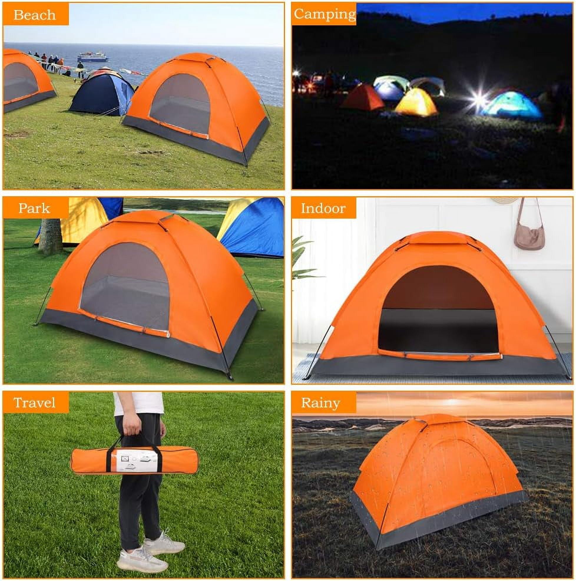 1 Person Lightweight Waterproof Camping Tent, Ultralight Backpacking Dome Tent with Rainproof Oxford Fabric, Easy Setup Single Camping Tent for Hiking, Camping, Travel, Festivals, Orange