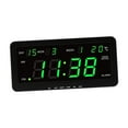 thumbnail image 3 of Pantalla de temperatura de reloj de pared digital Pantalla multifuncional, profesional de calendario, reloj LED de escritorio de despertador de alarma Verde, 3 of 9