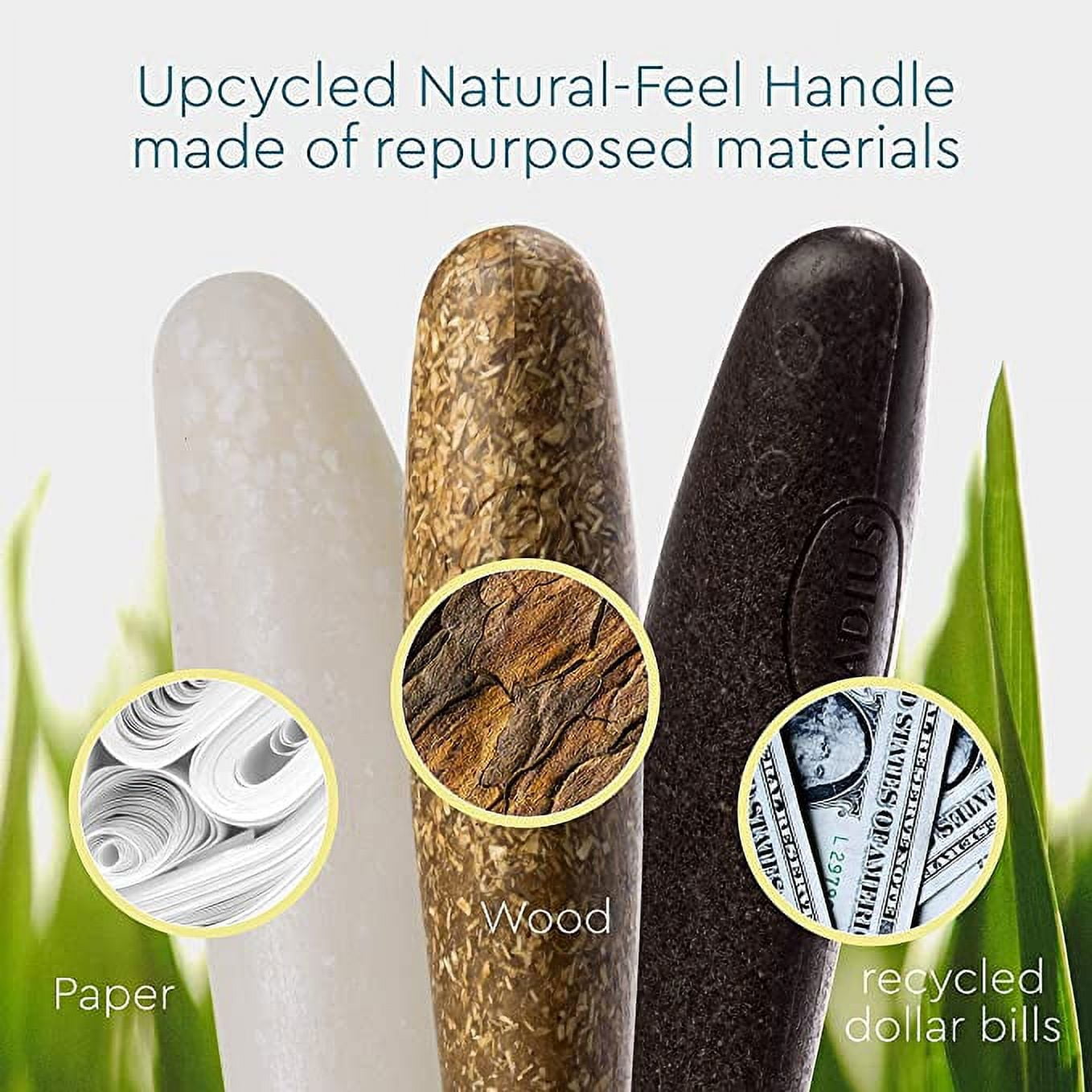 RADIUS Toothbrush Source Floss Brush BPA Free & ADA Accepted Improve Gum Health & Reduce Gum Issues - Medium - Cornstarch/Hemp/Money - Pack of 3