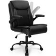thumbnail image 7 of CRXX Office Desk Chair Executive Computer Ergonomic PU Leather Mid-Back Gaming Chair with Wheels Adjustable Flip-up Armrest Swivel for Home, Bedroom, Study (Black), 7 of 7