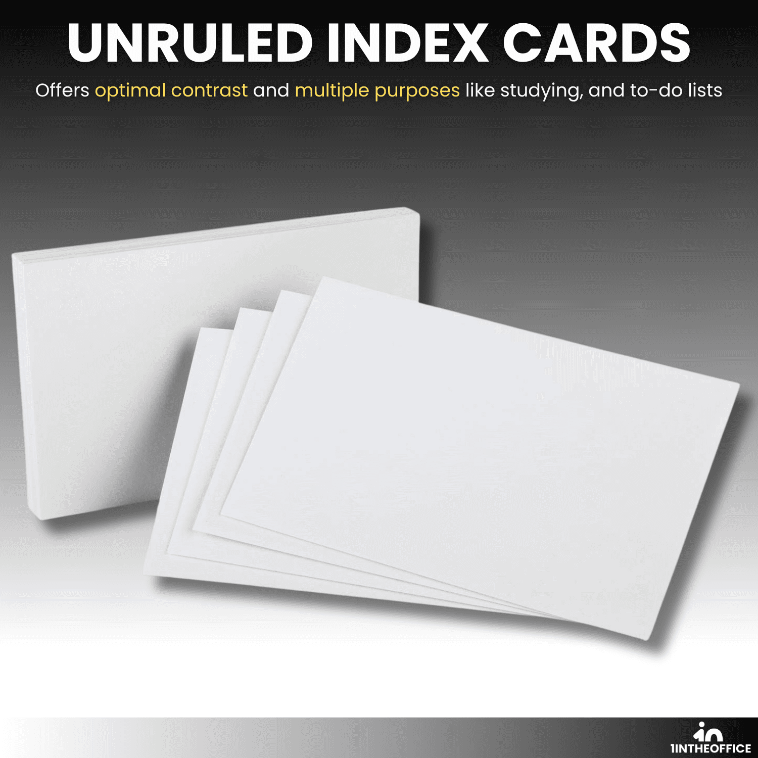 1InTheOffice Index Cards 5x8 Blank, Unruled Index Cards, White, 500/Pack