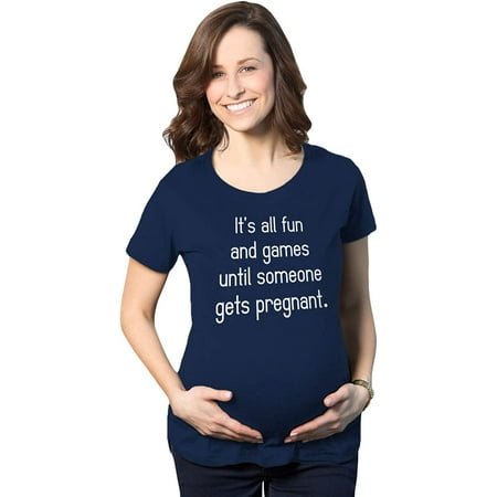 

Maternity Fun and Games Pregnancy Tshirt Cute Novelty Tee Navy Medium