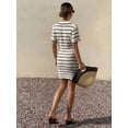 thumbnail image 2 of Womens Black and White Striped Knit Dress Short Sleeve, 2 of 6