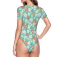 thumbnail image 4 of The Xecao Cute Sloth on Floral Tree Women's Crew Neck Body Suit, a short-sleeved bodysuit and basic swimsuit, both comfort and style for dating and daily life, 4 of 9