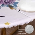 thumbnail image 3 of Purple Rose Antlers Round Tablecloth, Fitted Table Cover with Elastic for 36"-44" Round Tables, Abstract Art Fancy Flowers Stars Table Cloth Outdoor Indoor Dinning Party Waterproof Tablecloths, 3 of 7