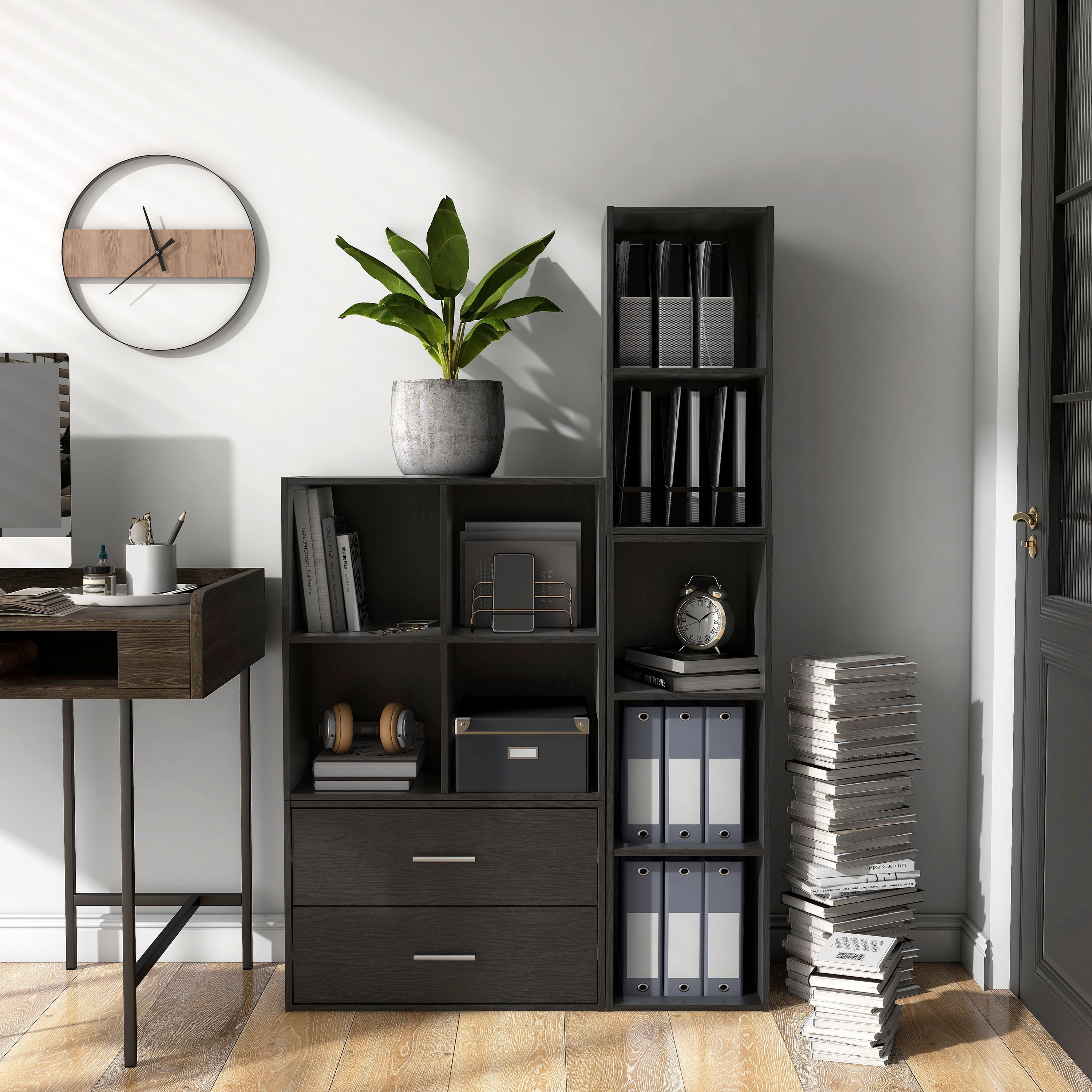 Furniture of America Brooks Stackable 4-Cube Wood Black Bookcase