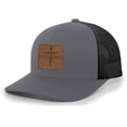 thumbnail image 2 of Heritage Pride Christian Redeemed Cross Laser Engraved Leather Patch Mesh Back Trucker Hat, Charcoal/Black, 2 of 4