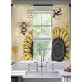 thumbnail image 2 of Farmhouse Sunflowers Sheer Curtains 72 Inch Length 2 Panels Set Window Treatments, Vintage Bees Airplane Country Floral Rod Pocket Semi Curtains for Living Room/Bedroom/Kitchen Décor, 104"W x 72"L, 2 of 7