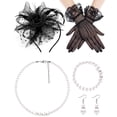 thumbnail image 4 of Set de sombreros Bniksok de los años 20, negro, para fiesta de té para mujer, 4 of 7