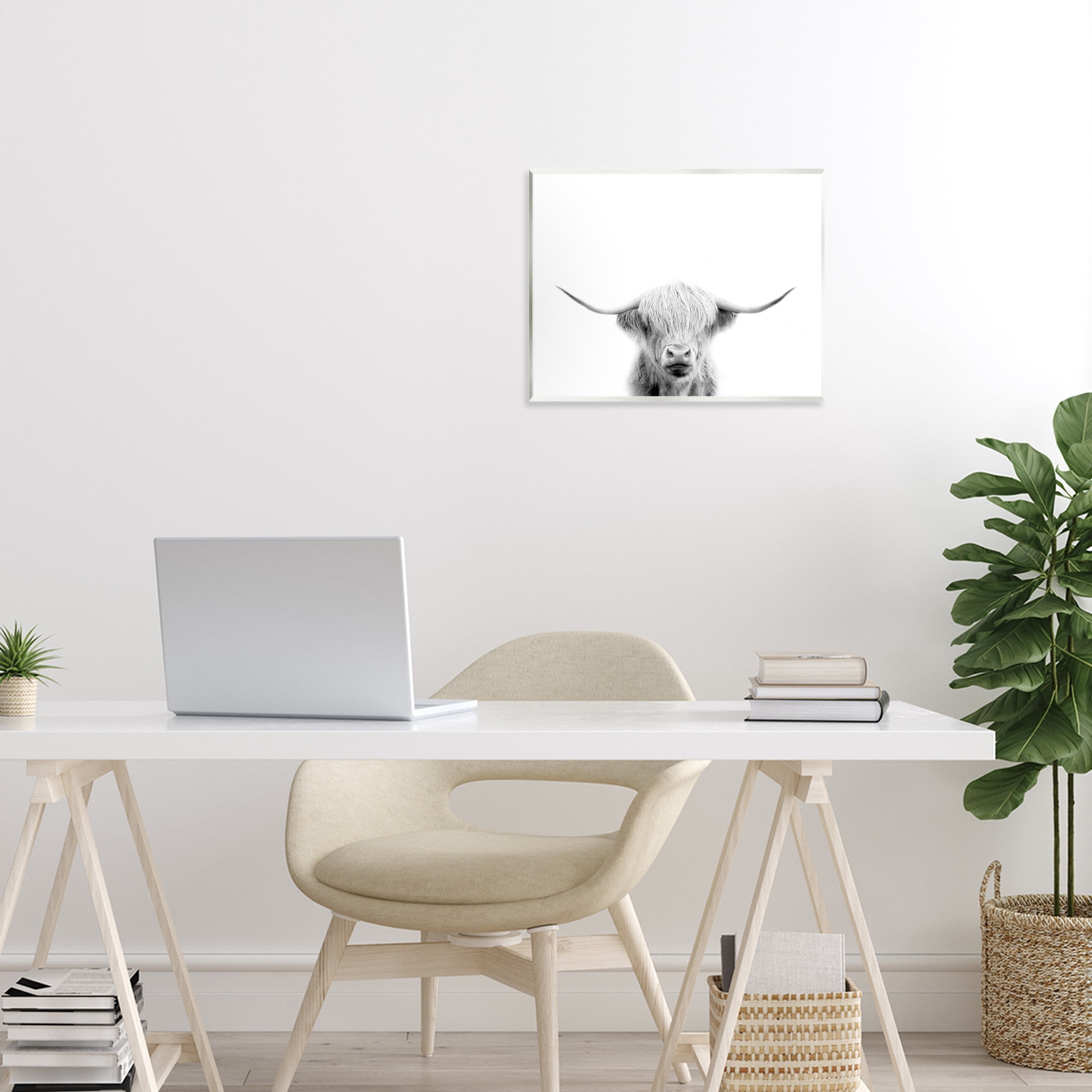 Stupell Industries Scottish Cow Portrait Wall Plaque Art, design by Leah Straatsma
