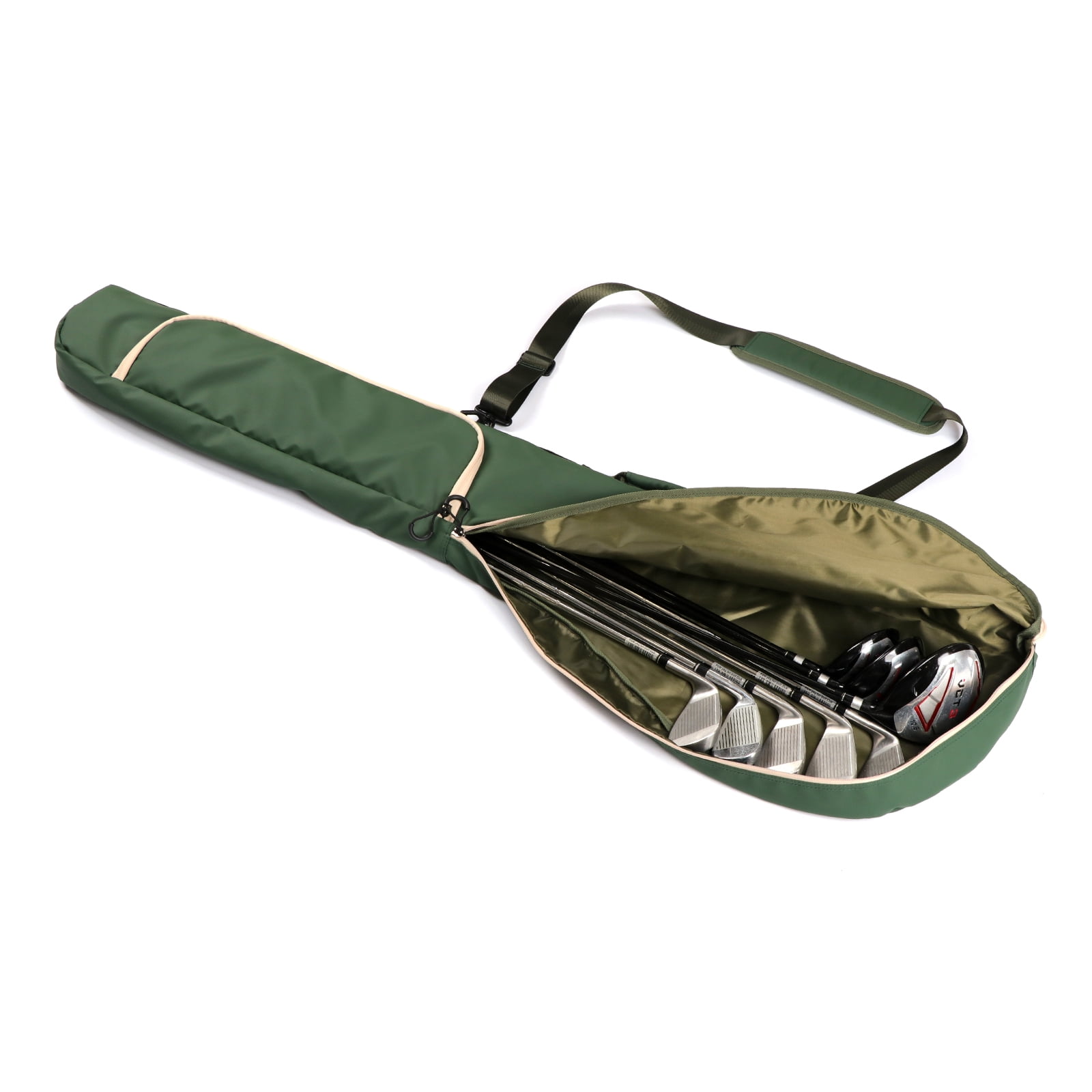 TOURBON  Nylon Golf Clubs Carry Bag Lightweight Sunday Bag for Driving Range Water Repellent Green-1 Count