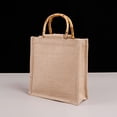 thumbnail image 5 of Bolsa De Compras De Yute Bolsa De Asa De Bambú Anticuada Bolsa De Regalo Natural Exquisita Para Compras De Yute Portátil Con Película Impermeable Para Tienda De Telas De Panadería Advancent HA026771-02, 5 of 5