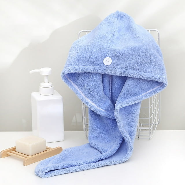 Xihbxyly Toalla de Pelo de Terciopelo Coral, Diseño Absorbente de Secado Rápido, Microfibra Suave, No Daña El Calor, Práctico Cierre de Botón, Ideal para Baño, Maquillaje y Viajes, Tamaño 65 X 25 Cm.