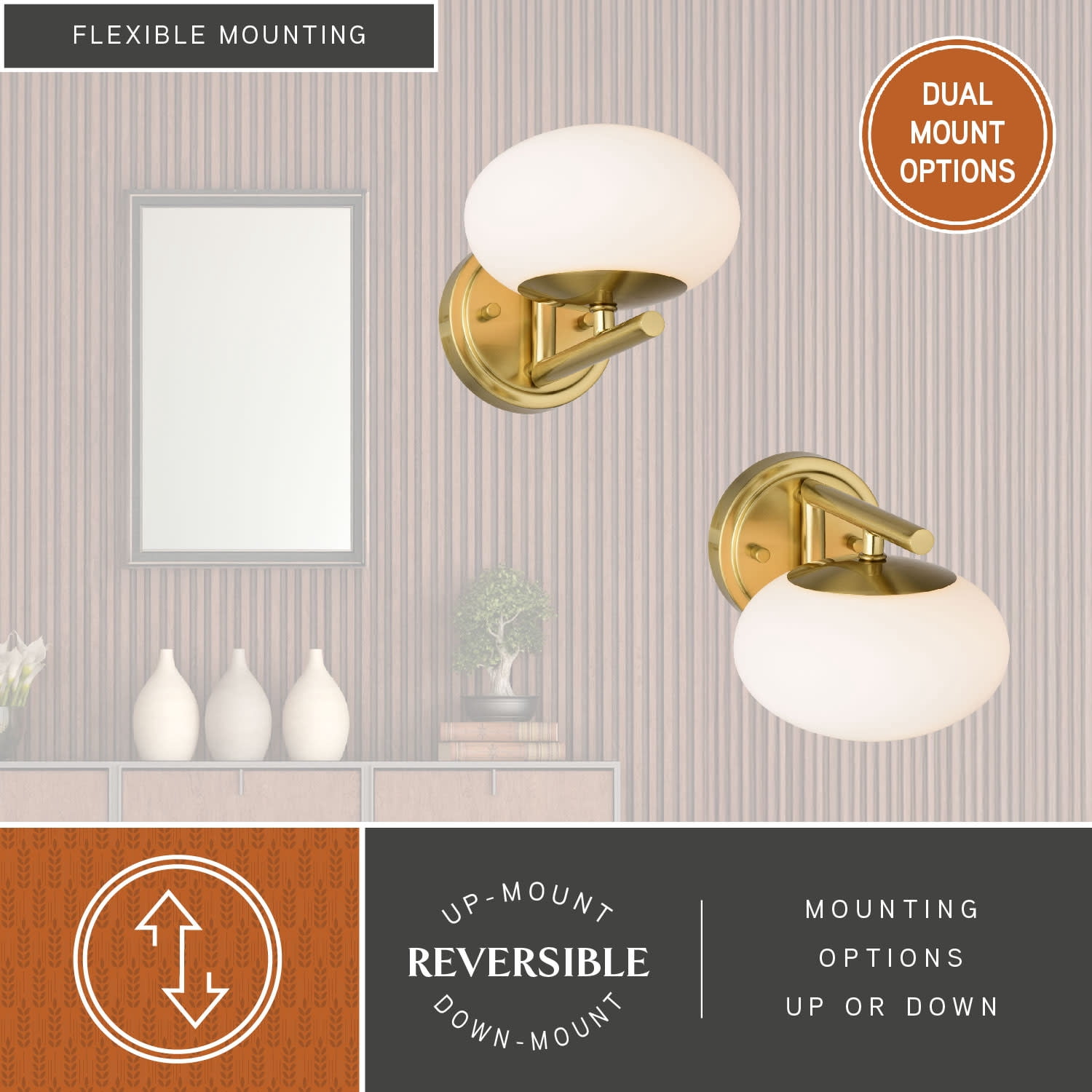 Sloane 1 Light LED Gold Satin Brass Mid-Century Modern Wall Sconce Fixture with White Glass Globe