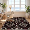 thumbnail image 3 of Design&I 8'x10' Washable Area Rug Halloween Vintage Skull Damask Ornamental Symmetrical Large Border for Dining Room, Office, Lounge, Snag-Free, 3 of 7