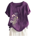 thumbnail image 2 of Fiudx Ofertas y Liquidaciones Camiseta de Verano con Cuello Redondo y Manga Corta para Mujer, Informal, con Botones Impresos, 2 of 3