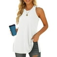 thumbnail image 2 of SEMIMAY Womens Sleeveless Side Summer O Tops Tank Tops Split Shirts Tunic Neck Women's T-Shirts, 2 of 7