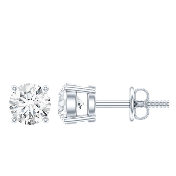 Rosec Jewels 5 MM Round Moissanite Solitaire Screw Back Stud Earring, 925 Sterling Silver