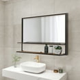 thumbnail image 6 of 30"x22" Home Decorative Rectangle Iron Wall Mounted Mirror with Shelf,Black, 6 of 6