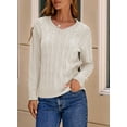 thumbnail image 5 of DOKOTOO Sweaters for Women Cable Knit Pullover Sweaters Long Sleeve V Neck Sweaters Jumper Tops, 5 of 7