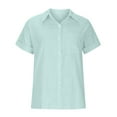 thumbnail image 2 of Uaswgudfs Women's Cotton Short Sleeve Shirt - Casual Cardigan Summer Blouse with Chest Pocket and Button Placket Top, 2 of 5