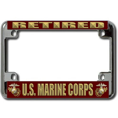 - U.S. Marine Corps Retired Chrome Motorcycle License Plate Frame