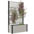 thumbnail image 1 of Outsunny Outdoor Planter Box with Trellis, Wicker Garden Box, Mixed Grey, 1 of 10