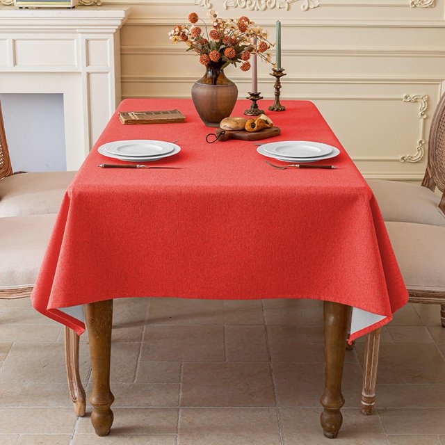 Rectangle Table Cloth Oil-Proof Spill-Proof Water Resistant Tablecloth Wrinkle Free Anti-Scratch Dining Table Cover Birthday Party Kitchen Tabletop Decor, Red,140*180cm
