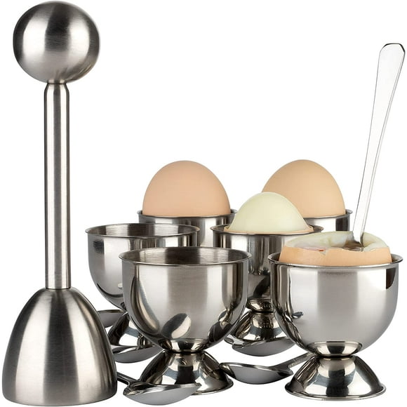 Boiled eggs with egg cup, egg white cover, stainless steel shell separator