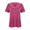 thumbnail image 3 of T-Shirt à Manches Courtes Col Rond Uni Doux pour Usage Quotidien Basique Décontracté T-Shirts pour Femmes, 3 of 4