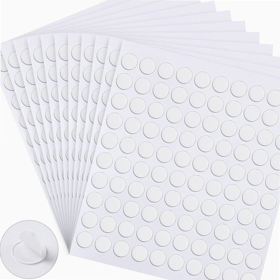 1100 Pieces Double Sided Adhesive Dots Clear Sticky Tack Removable Stickers Acrylic Round Putty No Traces Sticky Putty Waterproof Sticky Dot for Craft DIY Art Office Supplies (10mm, 1100)