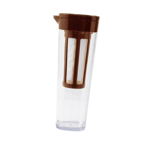 Cafetera de café frío, tapa antigoteo de 1100 ml, filtro de malla reutilizable, cafetera de goteo simple marrón