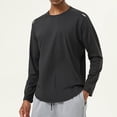 thumbnail image 2 of Men's Long Sleeve T-Shirt Nylon Spandex Quick Dry Running Top Athletic Training Shirt Moisture Wicking Workout Tee Breathable Gym Fitness Casual | Zenithor,Black 2XL, 2 of 9