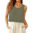 thumbnail image 3 of Crop Tops for Women Tank Summer Casual Sleeveless Loose Fit Basic Shirts Fashion 2026 by Yigetop Blackish Green L, 3 of 7