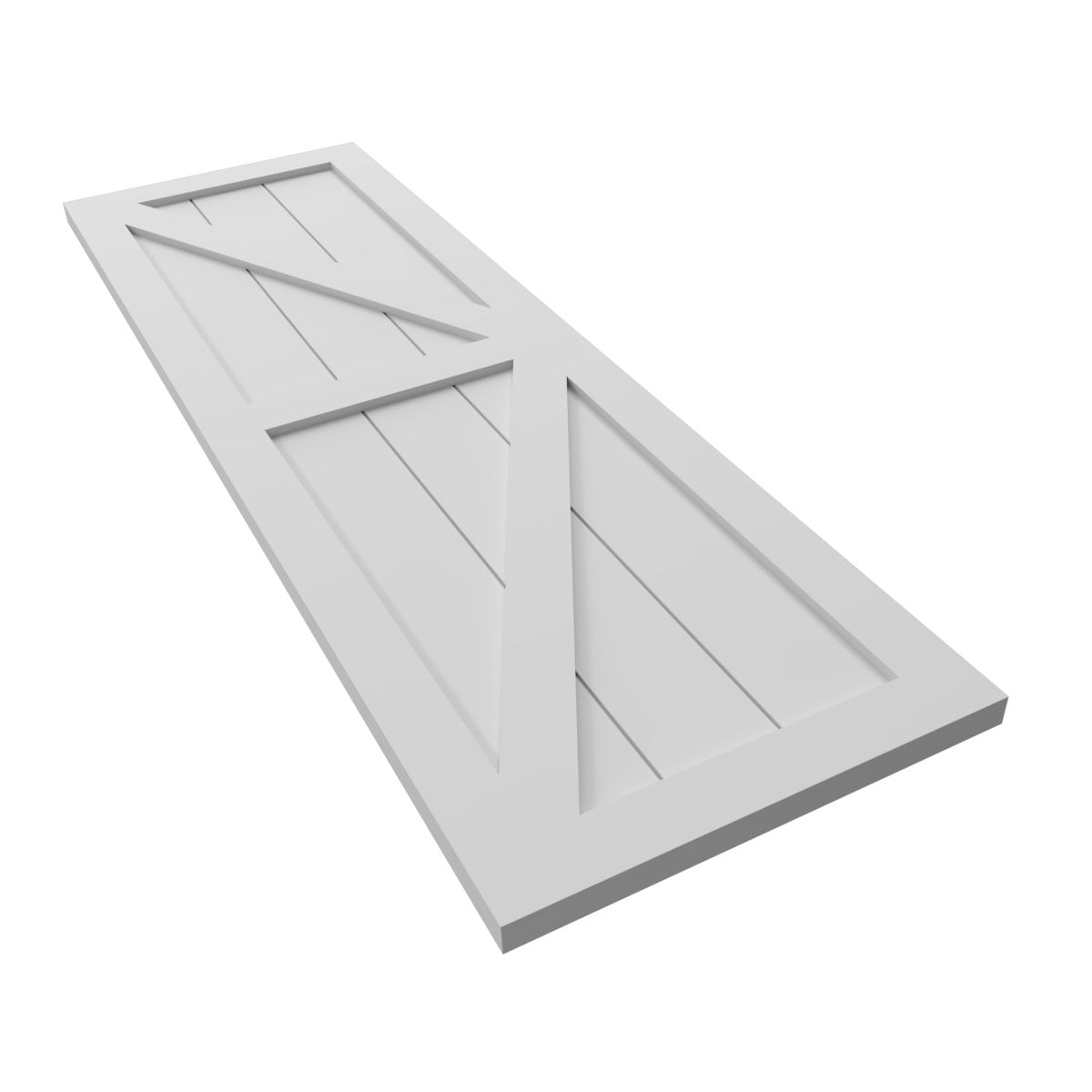 Ekena Millwork 15"W x 79"H True Fit PVC Two Equal Panel Farmhouse Fixed Mount Shutters w/ Z-Bar, White (Per Pair - Hardware Not Included)