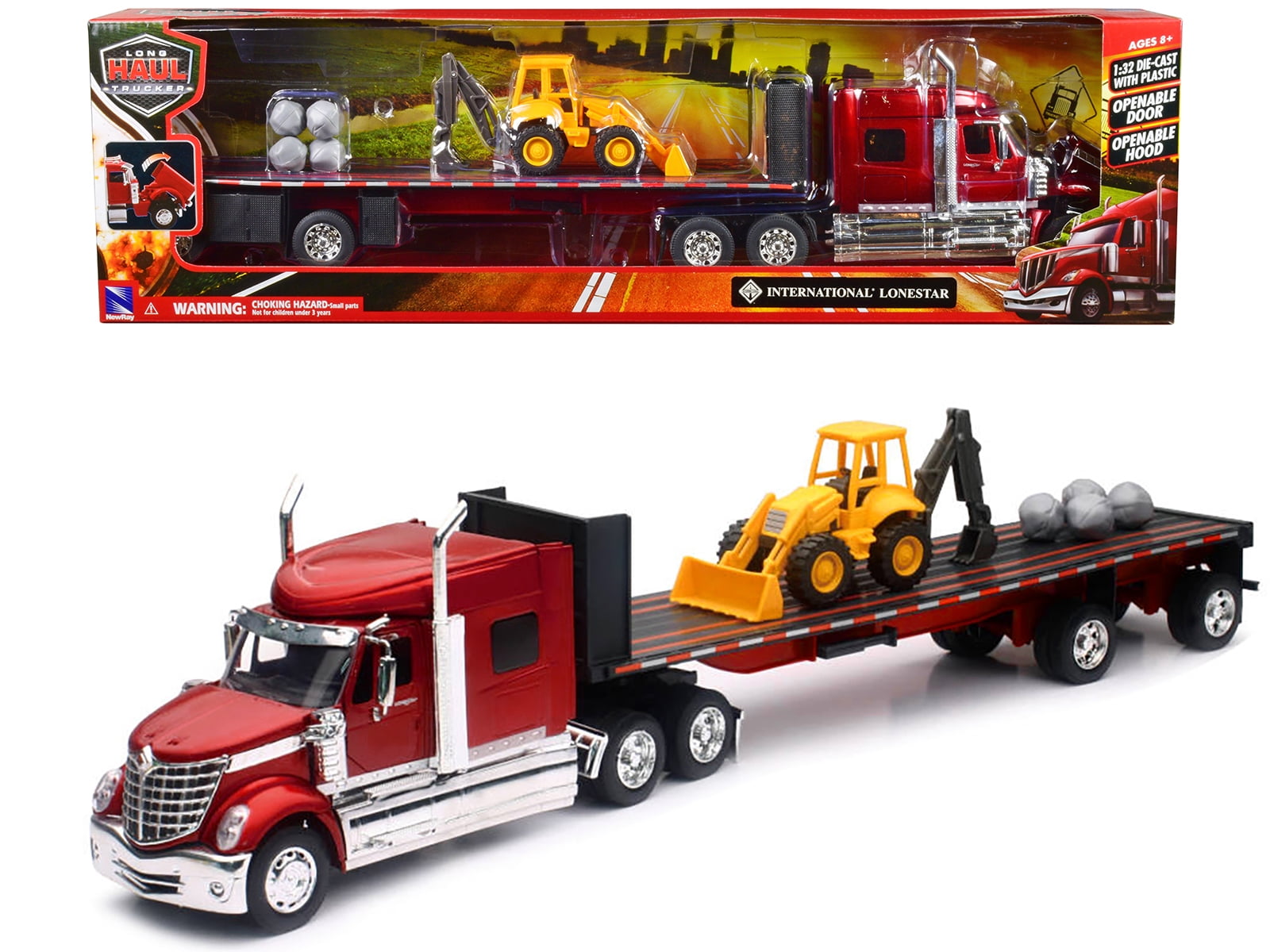 Kenworth W900 Truck with Lowboy Trailer Black and Crane