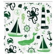 thumbnail image 2 of Ambesonne Nautical Shower Curtain, Pastel Colors Lighthouse, 69"Wx84"L, Emerald and Green, 2 of 4