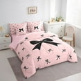 thumbnail image 4 of Homewish Ribbon Bow Tie 7-Piece Twin Bedding Sets,Girls Kawaii Bowknot Bedding Comforter Set,Pink Black Sheet Sets For Kids,Breathable Home Decor Reversible, 4 of 9