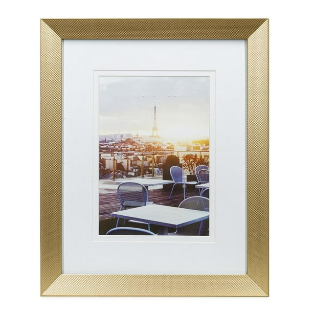 Hometrends Knurl 5x7in Brushed Brass Photo Frame, Decorative Tabletop and Wall Picture Frame