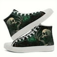 thumbnail image 6 of Coolcustomize Men's Halloween Skeleton Print High-Top Sneakers - Gothic Spider Web & Bats Design, Breathable Fabric & Durable Rubber Sole, Lace-Up Casual Shoes for Festivals, Outdoor Walks Footwear, 6 of 12