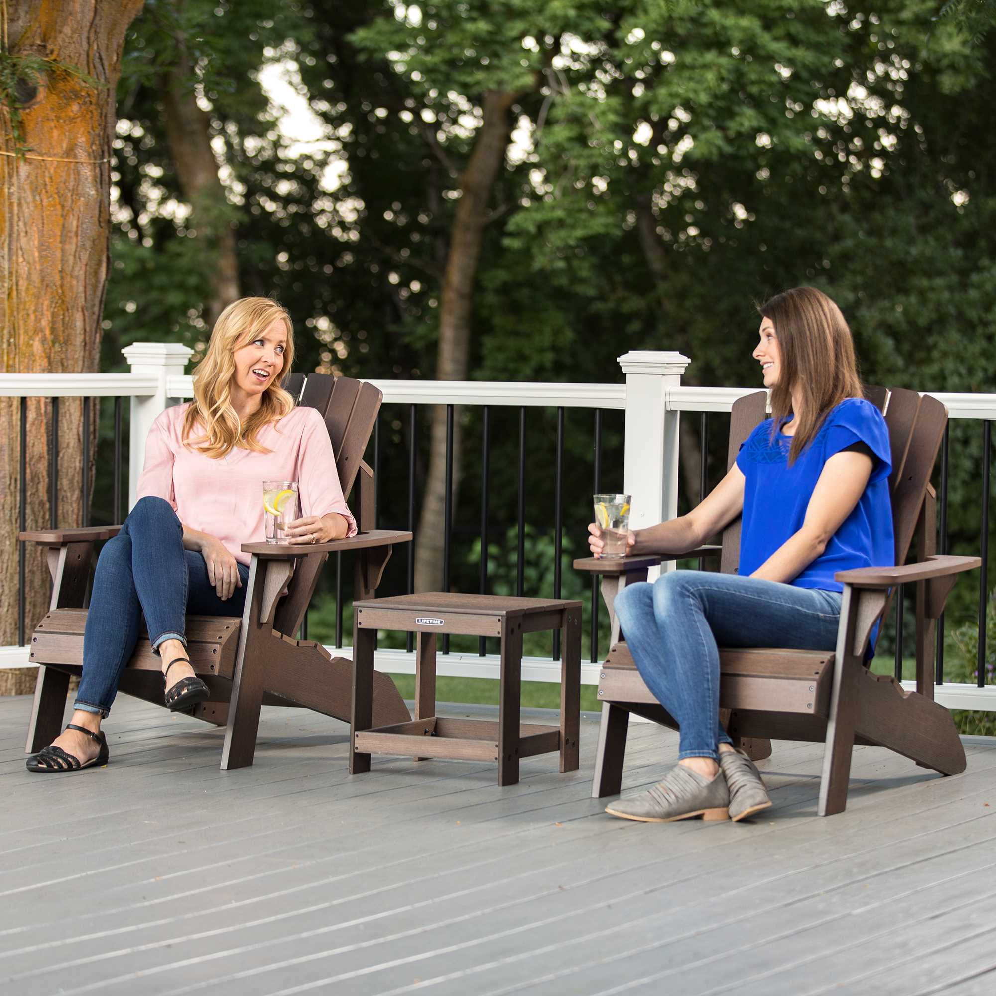 Lifetime Rustic Brown Adirondack Chair and Table Combo