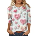 thumbnail image 2 of SOOMLON Women Valentine's Day Tops Couple Valentines Gift Comfy 3/4 Sleeve Scoop Neck T Shirts Funny Love Heart Graphic Tees Fashion Valentines Clothes 2025 Multicolor XL, 2 of 5