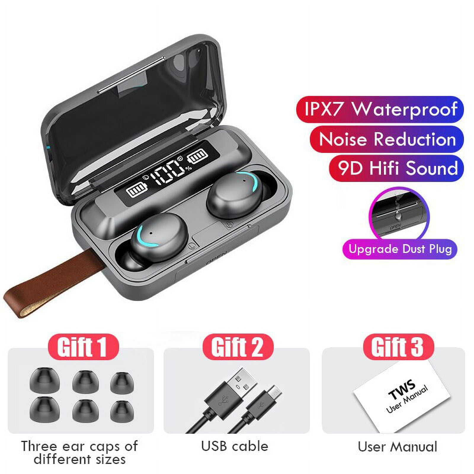 F9 Tws Bluetooth 5.1earphones Led Display Wireless Hifi Stereo Headphones Waterproof In-ear Touch Control Earbuds For Xiaomi - Earphones &amp; Headphones